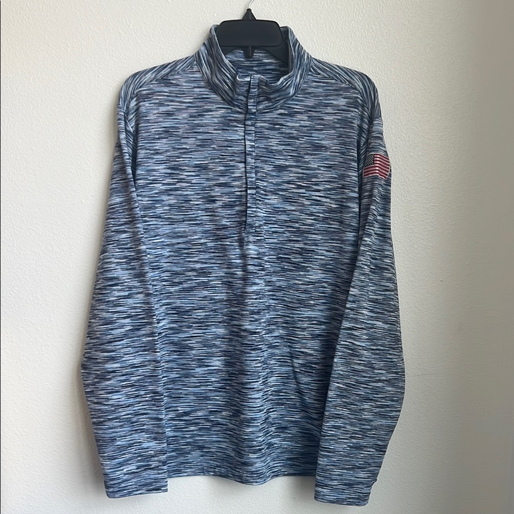 Blue Patterned Quarter-Zip Pullover Size L